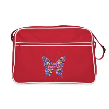 Floral Butterfly Stay Positive - Retro Bag - red/white - Front