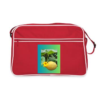 Courgettes jaunes avec fleurs - Sac Retro - rouge/blanc - Devant