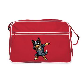 Dabbing Australian Cattle Dog - Retro Bag - red/white - Front