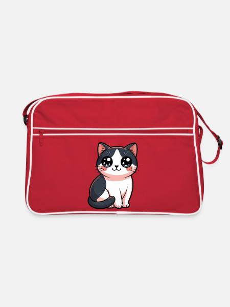 Kawaii Kätzchenkatzenliebhaber - Retro Tasche - Rot/Weiß