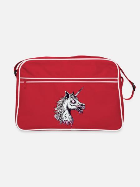 Zombie Einhorn - Retro Tasche - Rot/Weiß