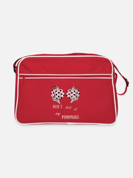 Don’t Look at My Pumpkins – Rosa Kürbisse - Retro Tasche - Rot/Weiß