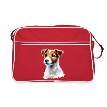 Illustration Jack Russell - Retro Tasche - Rot/Weiß - Vorne