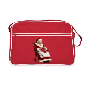 Festliche Strickerin Mrs. - Retro Tasche - Rot/Weiß - Vorne