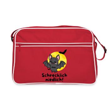 Schrecklich Niedlich – Süße Halloween Fledermaus - Retro Tasche - Rot/Weiß - Vorne