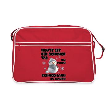 Schneemann Zeit - Snowman Time - Retro Tasche - Rot/Weiß - Vorne