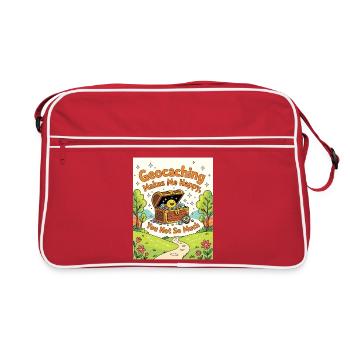 Geocaching von Schätzen macht mich glücklich - Retro Tasche - Rot/Weiß - Vorne