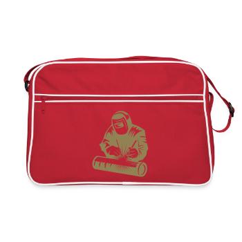 Schweißer-Silhouette beim Bogenschweißen - Retro Tasche - Rot/Weiß - Vorne