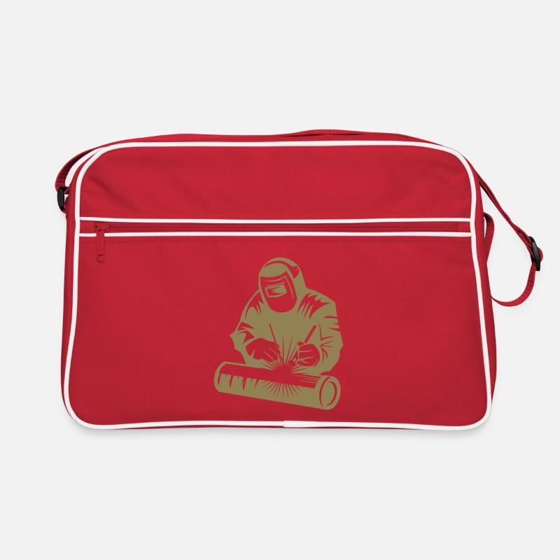 Welder silhouette during arc welding Retro Bag