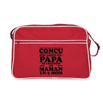 Conçu avec amour par papa et maman en 9 mois - Sac Retro - rouge/blanc - Devant