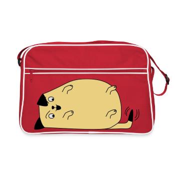 Chien regarde sa queue - Sac Retro - rouge/blanc - Devant