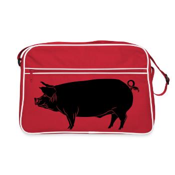 Pig shadow image logo - Retro Bag - red/white - Front