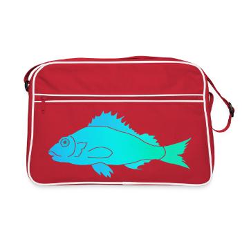 Fish with a serrated fin - Retro Bag - red/white - Front
