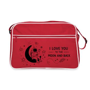 I Love You To The Moon And Back Astronaut - Retro Tasche - Rot/Weiß - Vorne
