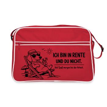 Photo drôle de retraité qui dit teckel - Sac Retro - rouge/blanc - Devant