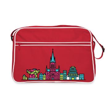 Antwerpener Stadtskyline-Kathedrale Moderne Linienkunst - Retro Tasche - Rot/Weiß - Vorne