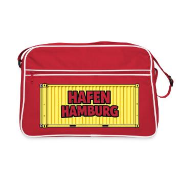 Hafen Hamburg Container gelb - Retro Tasche - Rot/Weiß - Vorne
