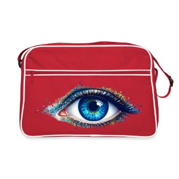 Blaues Auge Farbenspiel - Retro Tasche - Rot/Weiß - Vorne