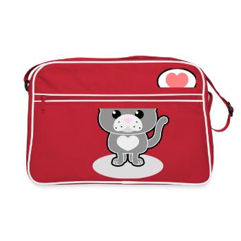 Cute cat - Retro Bag - red/white - Front