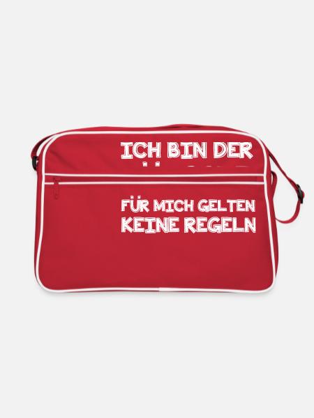Ich bin der Jüngste - Retro Tasche - Rot/Weiß - Vorne