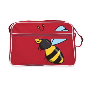 Biene Honigbiene - Retro Tasche - Rot/Weiß - Vorne