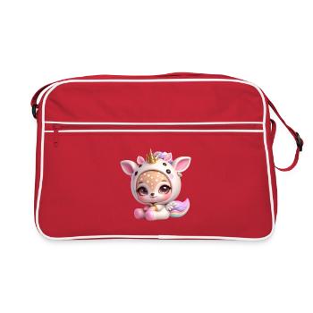 Pastellunicorn mit Flügeln - Retro Tasche - Rot/Weiß - Vorne