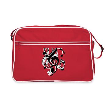 Notenschlüssel Noten - Retro Tasche - Rot/Weiß - Vorne