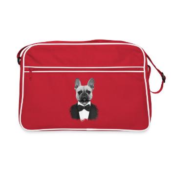 Bouledogue en Smoking Élégant - Sac Retro - rouge/blanc - Devant