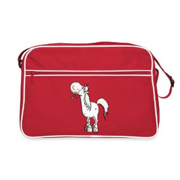 Verträumtes Pferd - Pferde - Retro Tasche - Rot/Weiß - Vorne