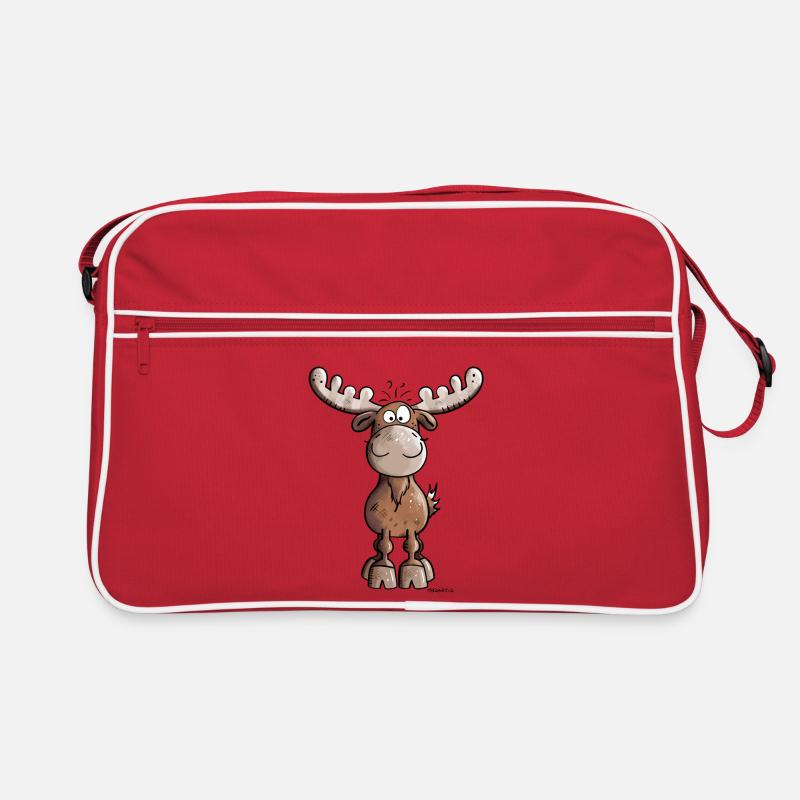 Lustiger Elch - Retro Tasche - Rot/Weiß