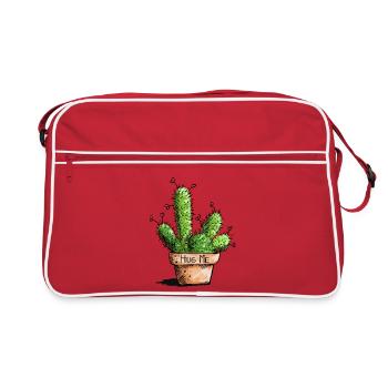 Hug Me Cactus - Plants - Love - Gift - Green - Retro Bag - red/white - Front