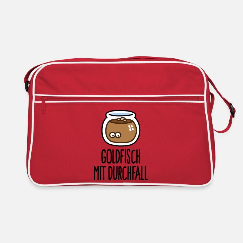 Lustige Goldfisch mit Durchfall Tierarzthelfer - Retro Tasche - Rot/Weiß