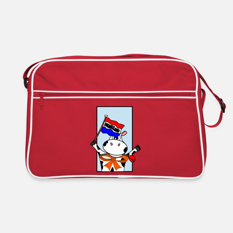 Kuh mit niederländischer Flagge Retro Tasche
