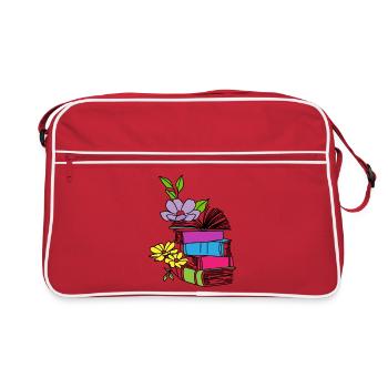 Books with flowers - Retro Bag - red/white - Front