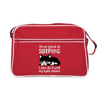 Je suis si doué pour dormir. Citations amusantes de chats - Sac Retro - rouge/blanc - Devant