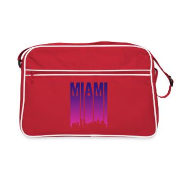 Miami Skyline Gradient Blue Pink - Retro Bag - red/white - Front