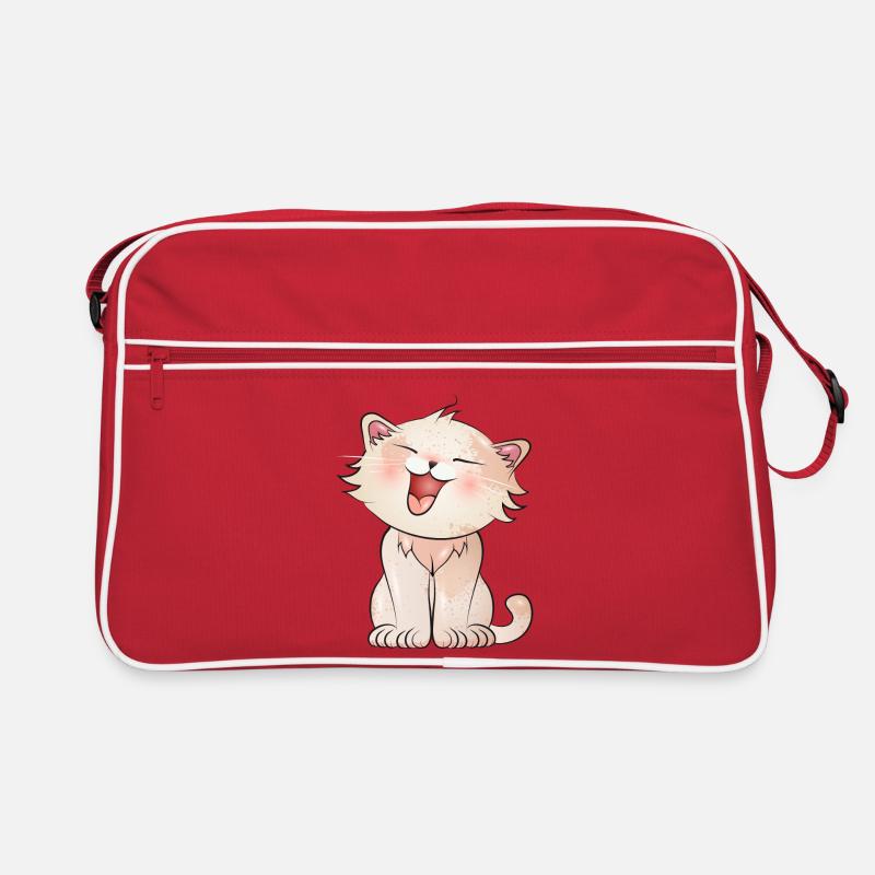 Cute meowing cat in comic style Retro Bag