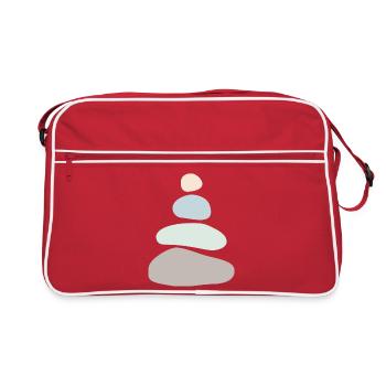 Minimalistischer Steinstapel – Zen Balance Art - Retro Tasche - Rot/Weiß - Vorne