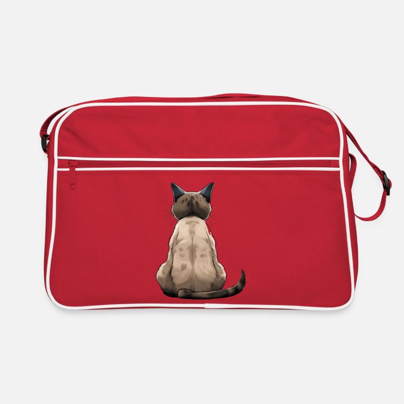Siamkatze - Retro Tasche - Rot/Weiß