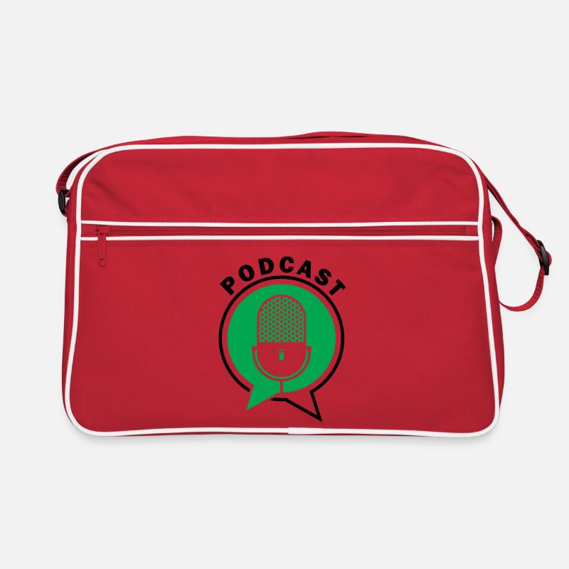 Podcast Microphone Speech Bubbles Retro Bag