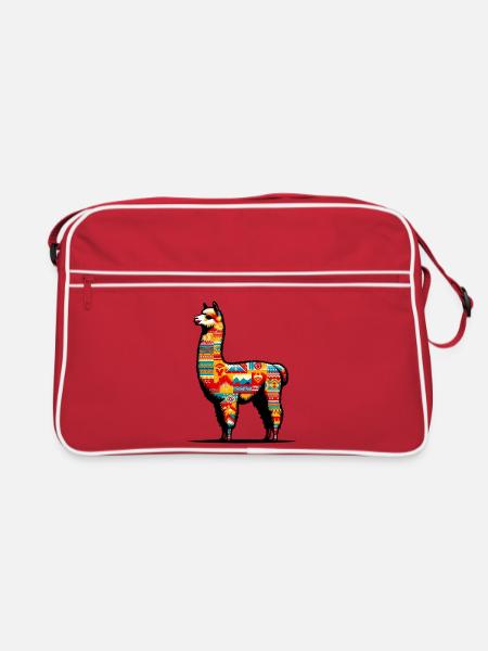 Alpaka - Retro Tasche - Rot/Weiß