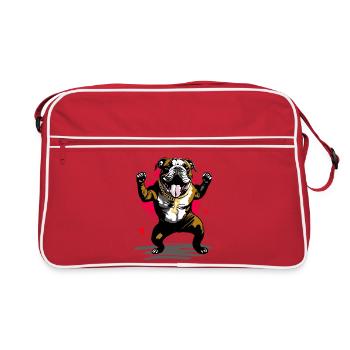 Bulldog Street Art with Bone Chain - Retro Bag - red/white - Front