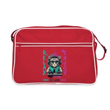 KatzenDJ Hip-Hop Splash - Retro Tasche - Rot/Weiß - Vorne
