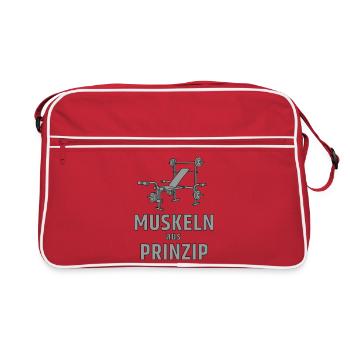 Muscles de principe - banc de musculation - Sac Retro - rouge/blanc - Devant