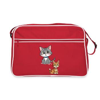 Chats ludiques sur un design mignon - Sac Retro - rouge/blanc - Devant