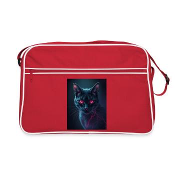 chat aux yeux rouges - Sac Retro - rouge/blanc - Devant