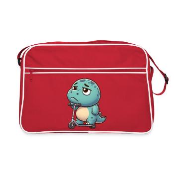 mignon Dino Trex scooter dessin animé ennui - Sac Retro - rouge/blanc - Devant