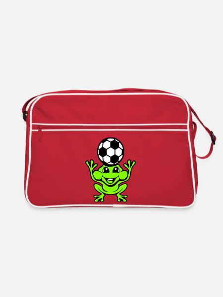 Frog Soccer Header Ball Playing Toad - Retro Bag - red/white - Front