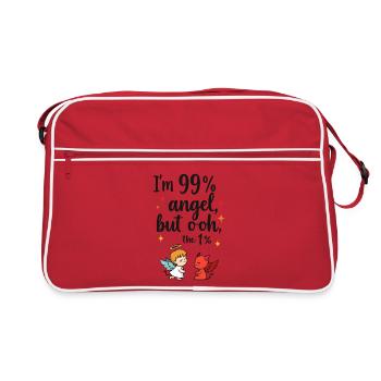 99% Angel, 1% Devil – Funny Cartoon Design - Retro Bag - red/white - Front