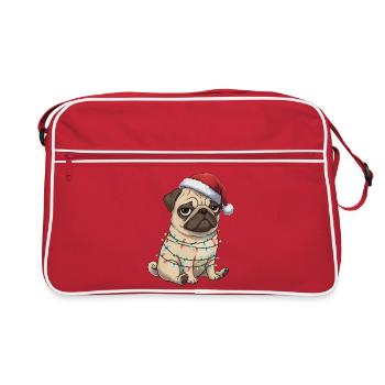 Pug Santa Claus funny clumsy dog Christmas - Retro Bag - red/white - Front
